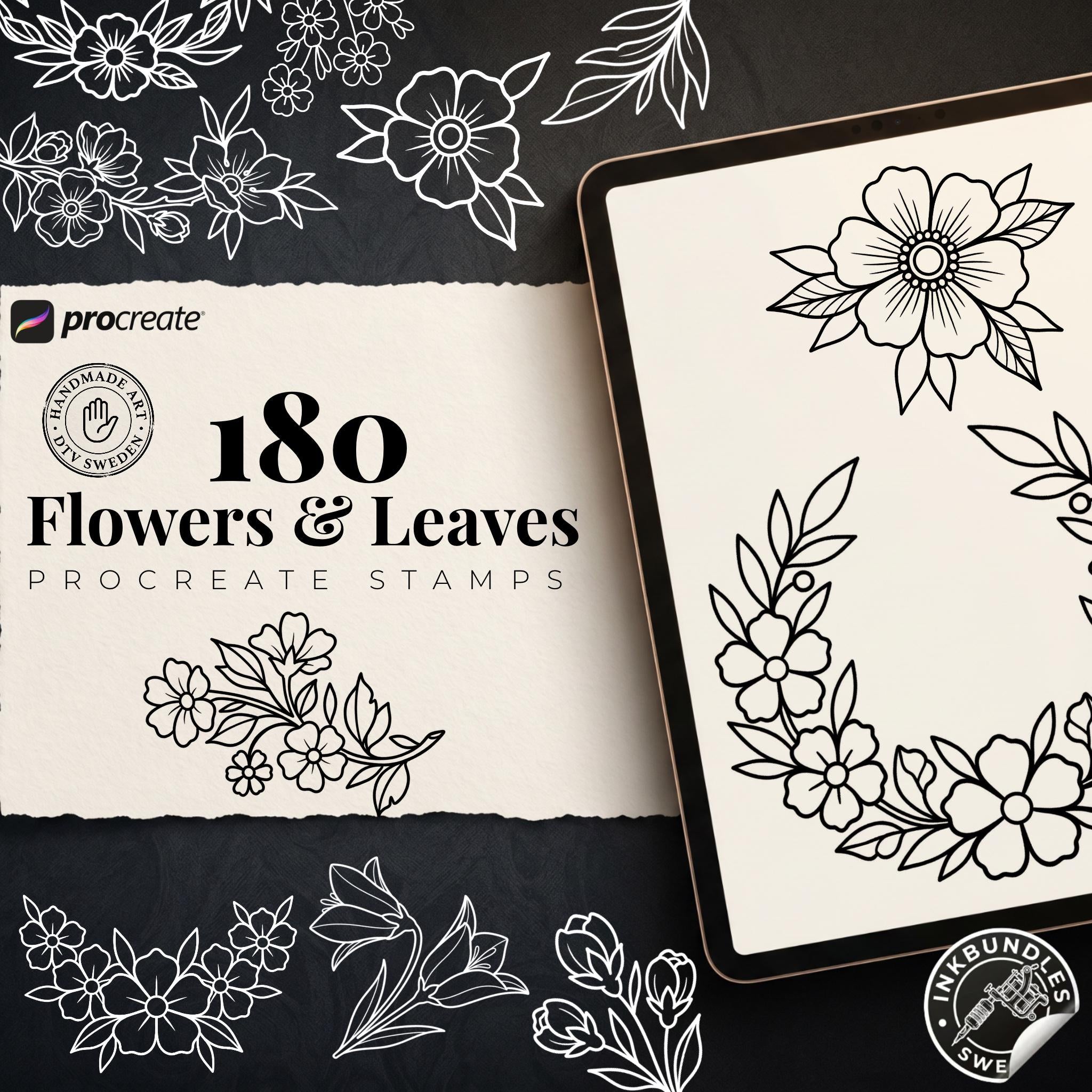 Neo-traditional flowers vol.2 - 100+ custom designs, digital download Procreate/Photoshop Stencils