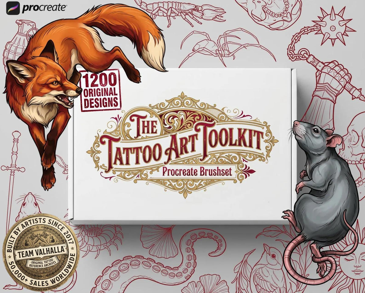 Procreate Tattoo Art Toolkit Bundle - 1,400+ Stamps & Brushes