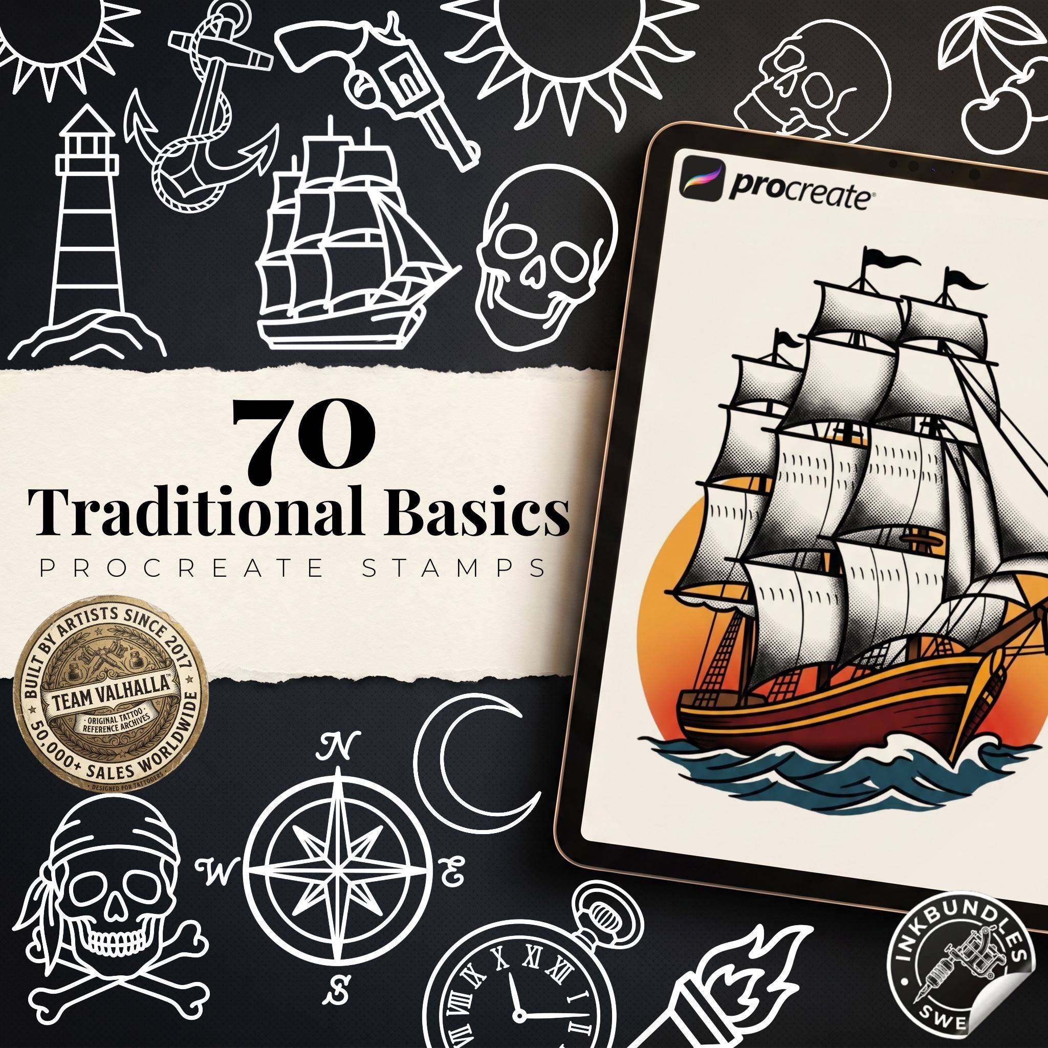 Procreate 70 Traditional Basics | Procreate Brushset | direct download | DTV Sweden Basics
