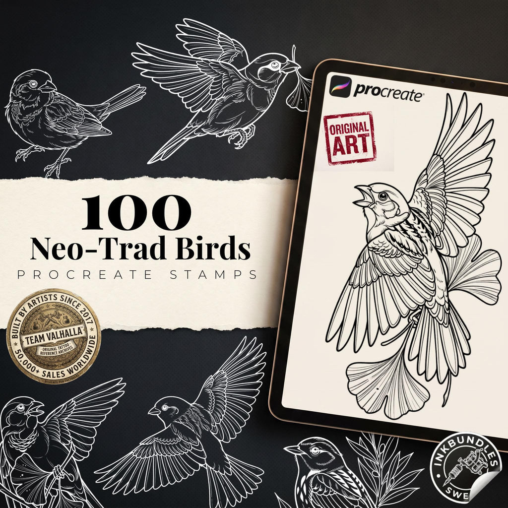 Neo Traditional Birds Tattoo Reference Kit