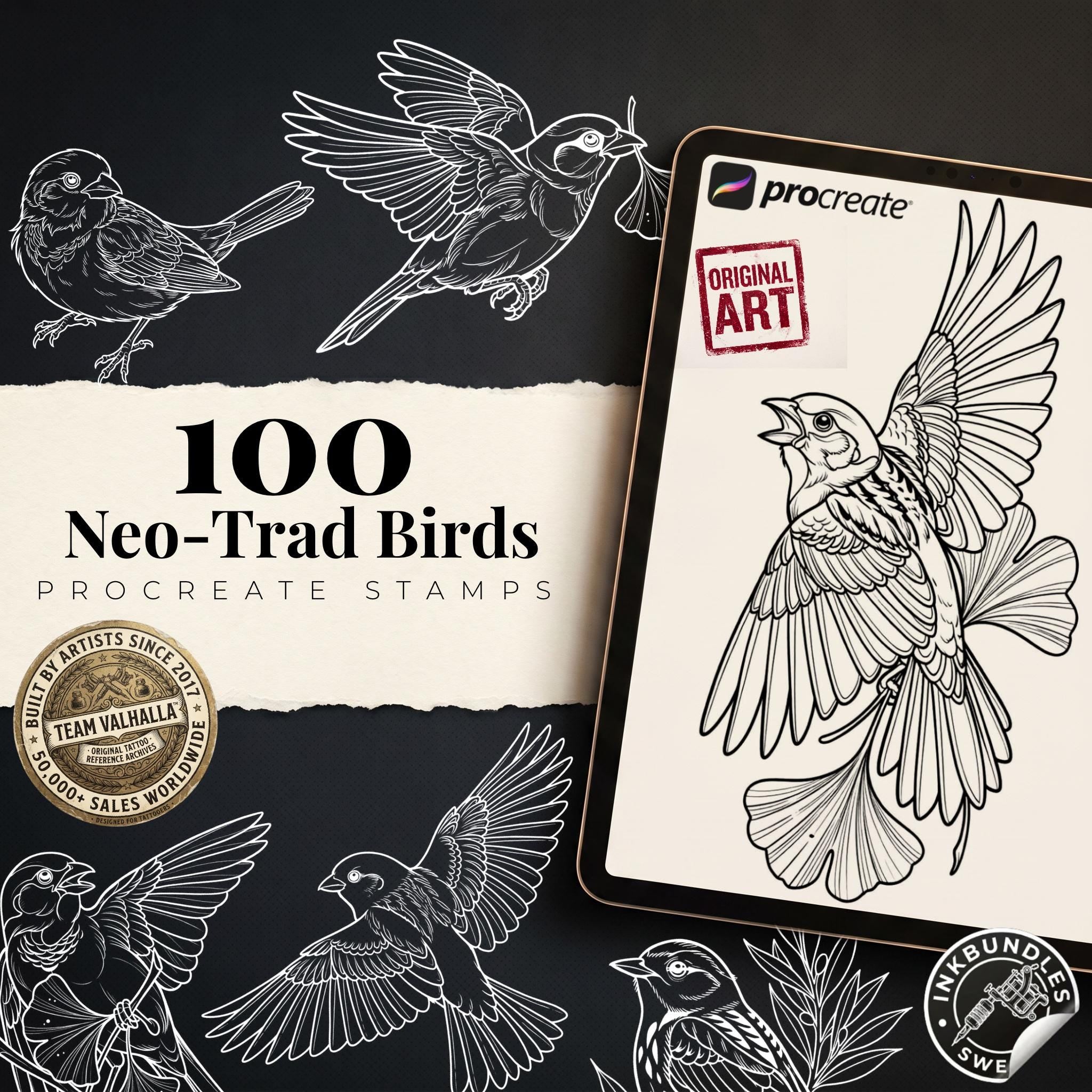 Neo Traditional Birds Tattoo Reference Kit