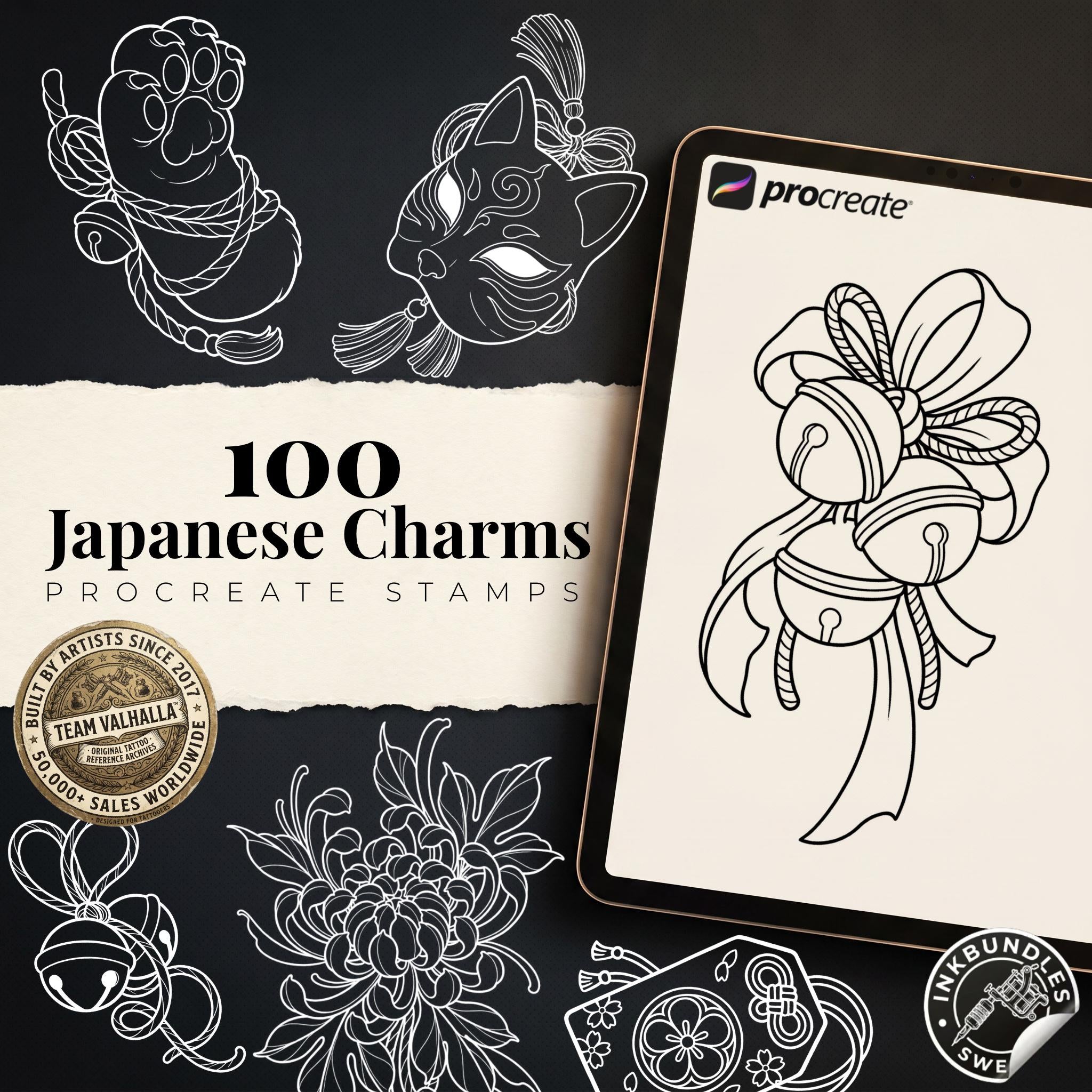 Omamori Lucky Charm Tattoo Stencil art – Japanese Amulets Procreate | PNG | PDF Tattoo References