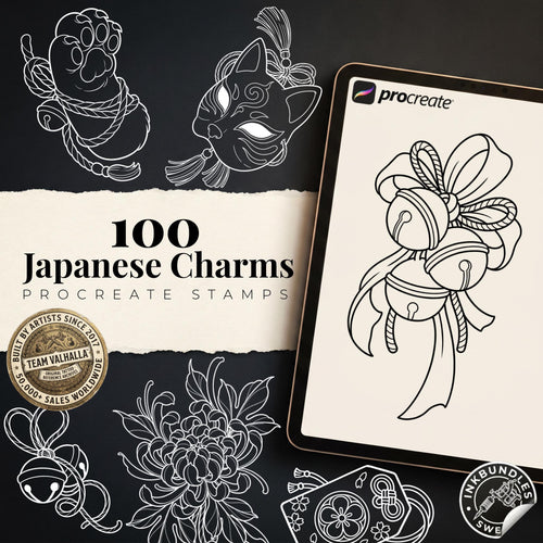Omamori Lucky Charm Tattoo Stencil art – Japanese Amulets Procreate | PNG | PDF Tattoo References
