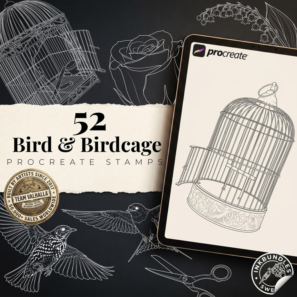 Procreate Bird & Birdcage diy kit | Custom Art | Tattoo references, creative kit,