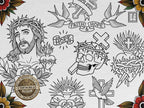 Religious Designs | Procreate + PNG & Ebook| Saints | Tatto art stencils