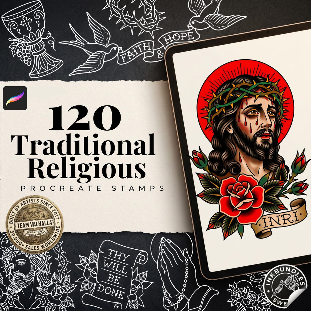 Religious Designs | Procreate + PNG & Ebook| Saints | Tatto art stencils