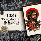Religious Designs | Procreate + PNG & Ebook| Saints | Tatto art stencils