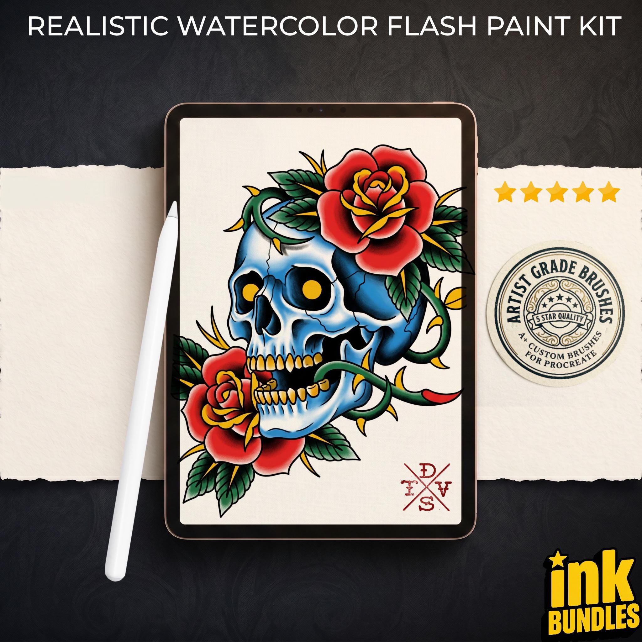 Traditional Tattoo Toolkit for Procreate, Build Your Own Designs, American Traditional Flash Brush Set