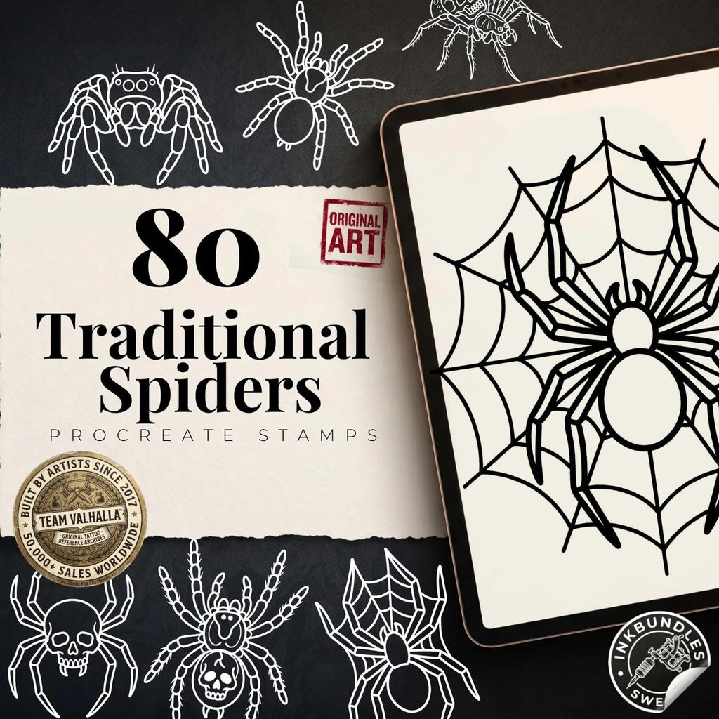 Traditional Spiders - custom art | digital download | Tattoo Stencils | Flash designs