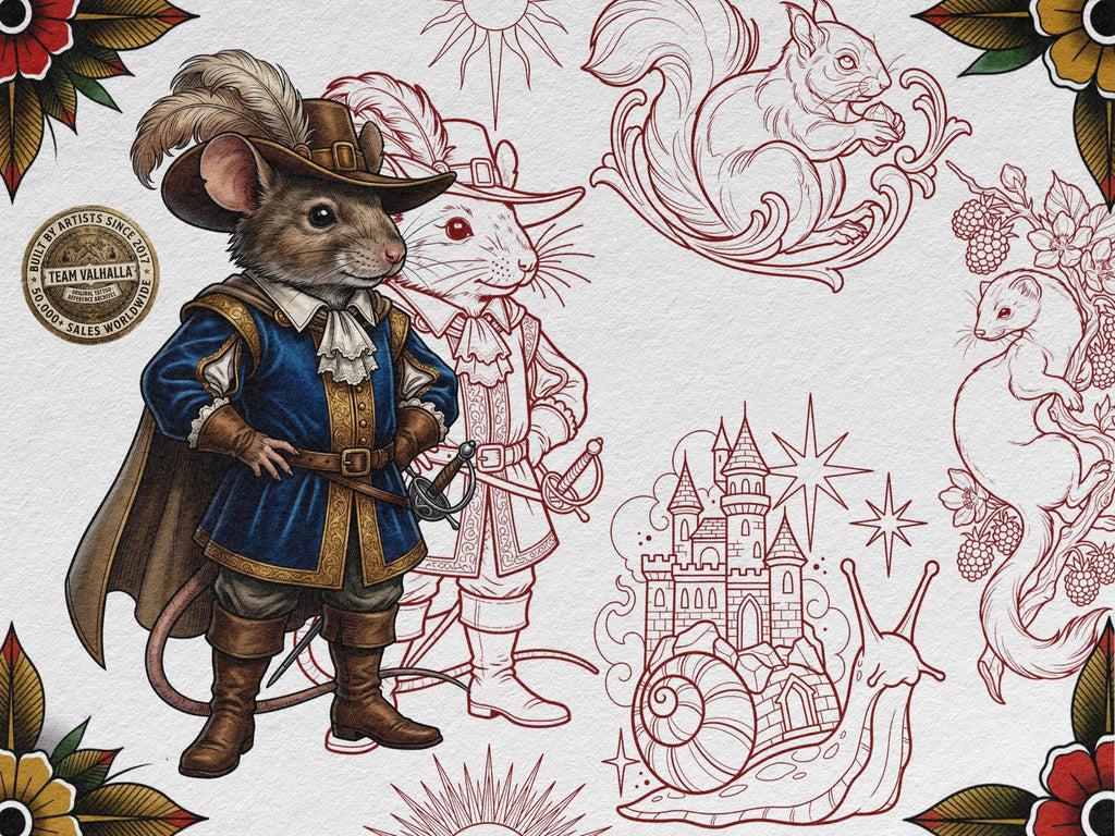 Neo-Traditional Stencil Library 2025 – 750+ Procreate Stamps – preview 10