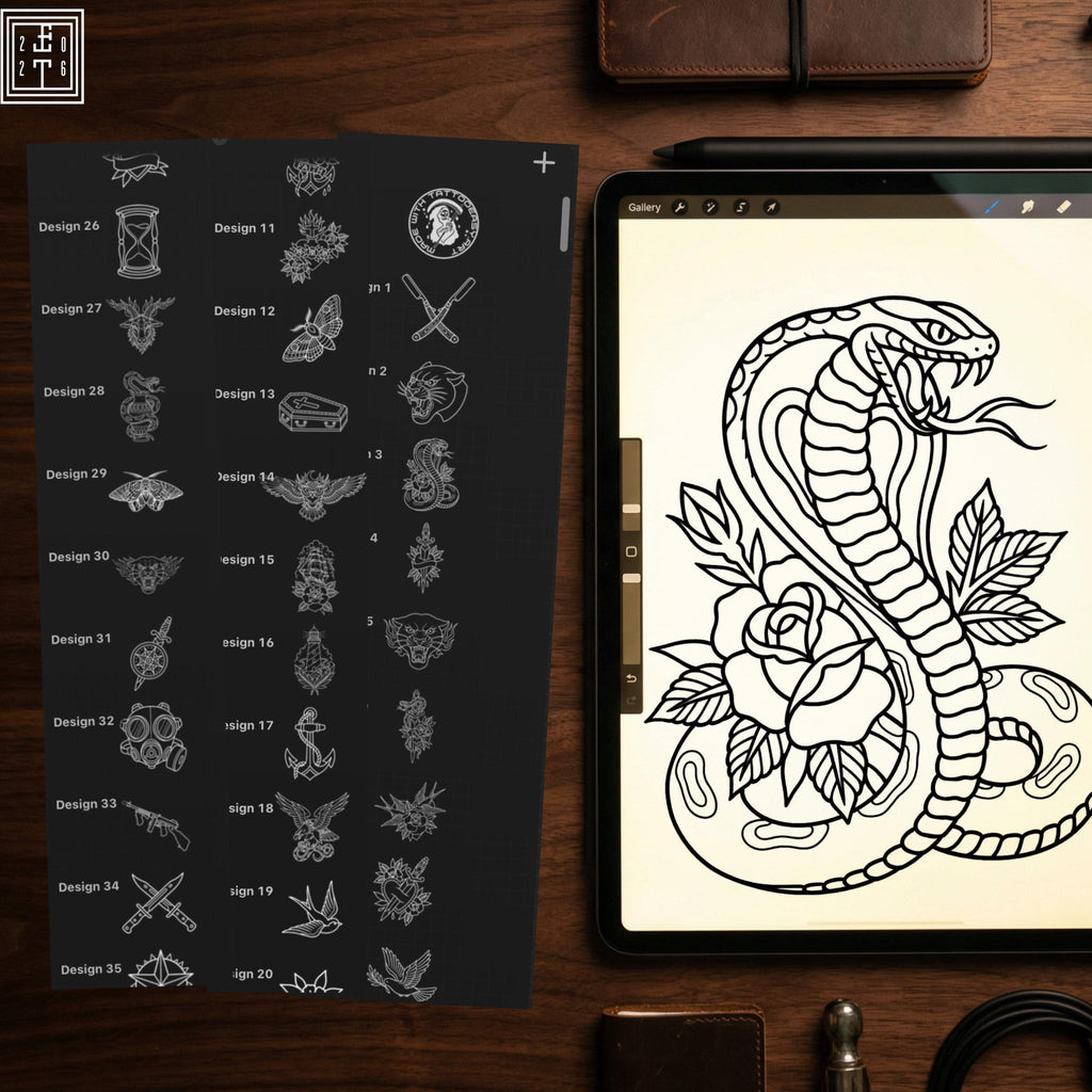 Traditional vol.4 150 designs, Custom stencil designs for Procreate, Old school stamp brushes, digital download