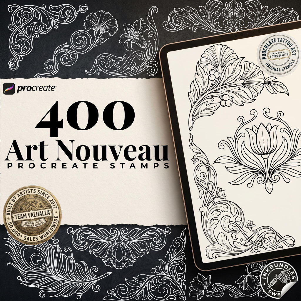 Art Nouveau Procreate Kit: ~400 Stamp Brushes (PDF)