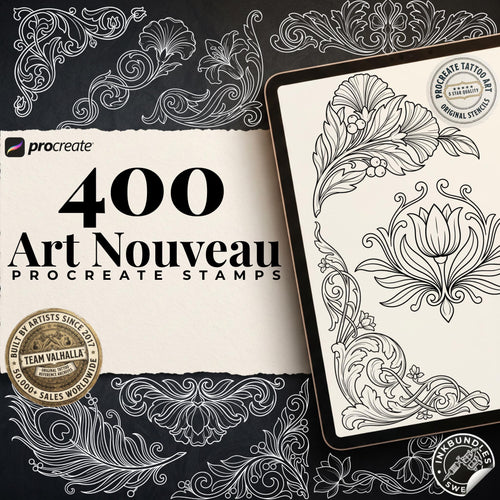 Art Nouveau Procreate Kit: ~400 Stamp Brushes (PDF)
