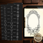 Procreate Flash Frames, 60 designs, Custom stencil designs for Procreate, Old school stamp brushes, digital download