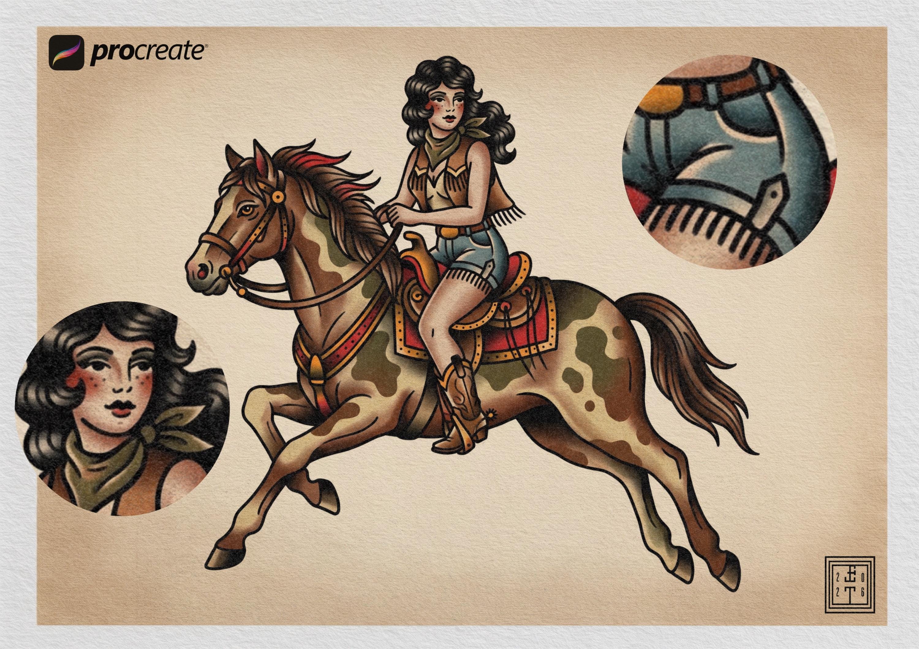 Procreate Watercolor Brush Set: Tattoo Flash Painter + Canvas Studio