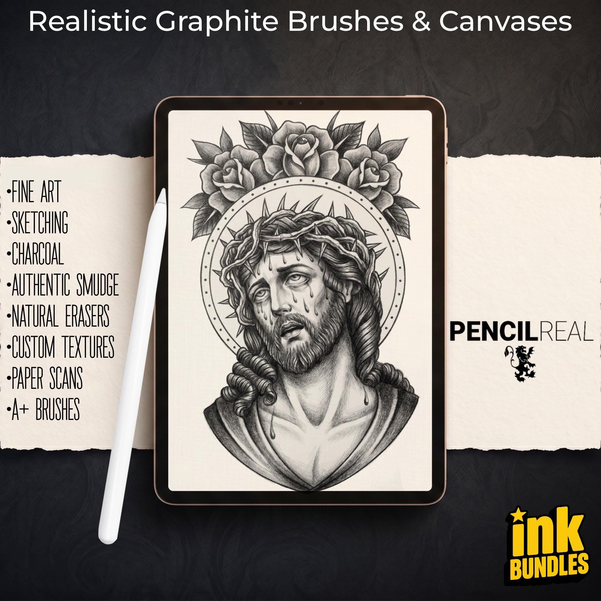 PencilReal ~ realistic pencil brush bundle for Procreate, XL creative kit!