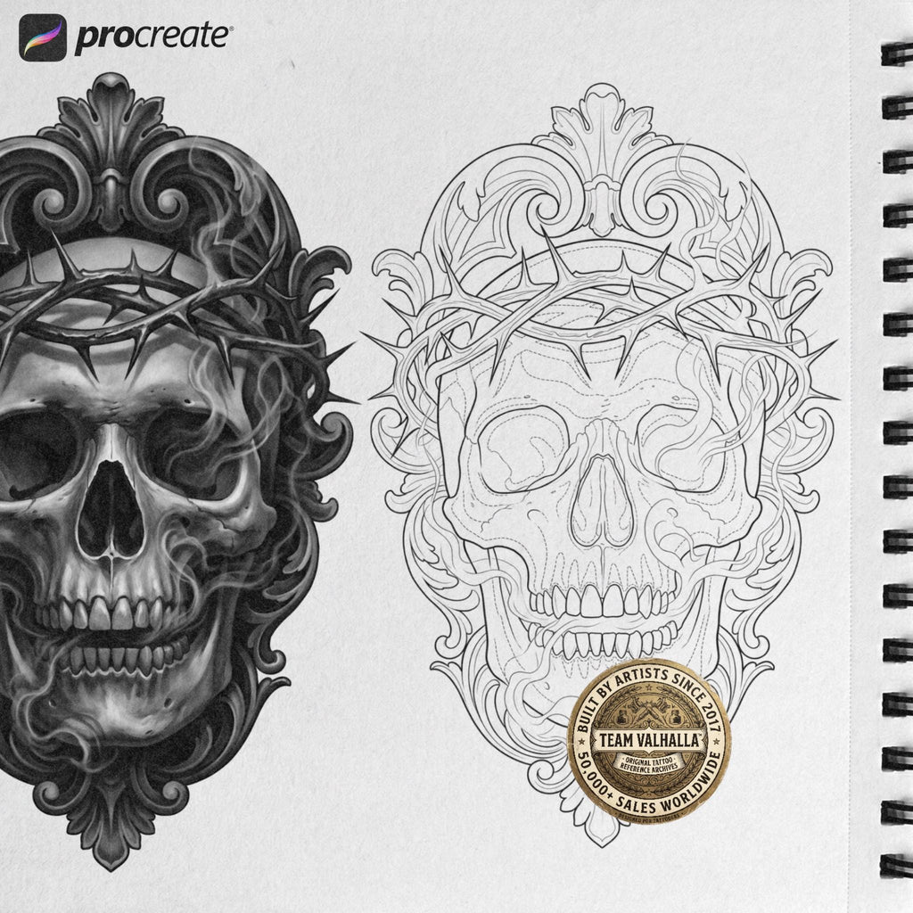 Realism Skull Project – 920+ Procreate Stamps – preview 10