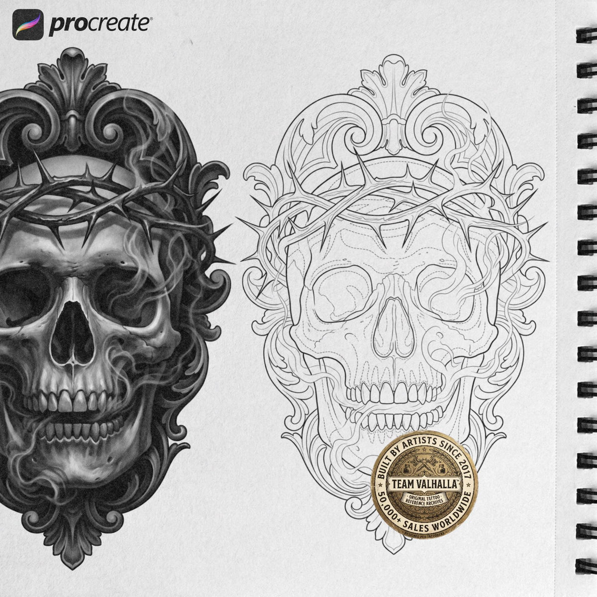 Realism Skull Project – 920+ Procreate Stamps – preview 10