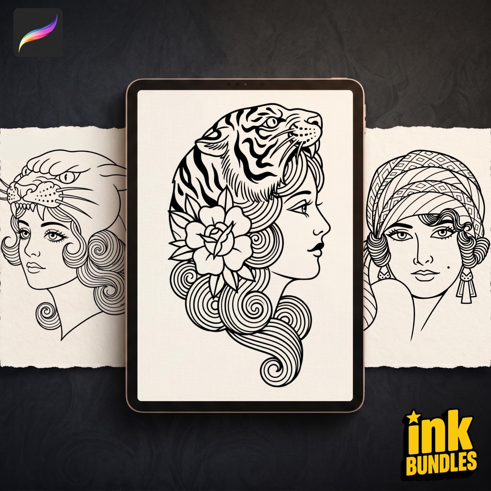 Procreate 100 Traditional Lady Portraits