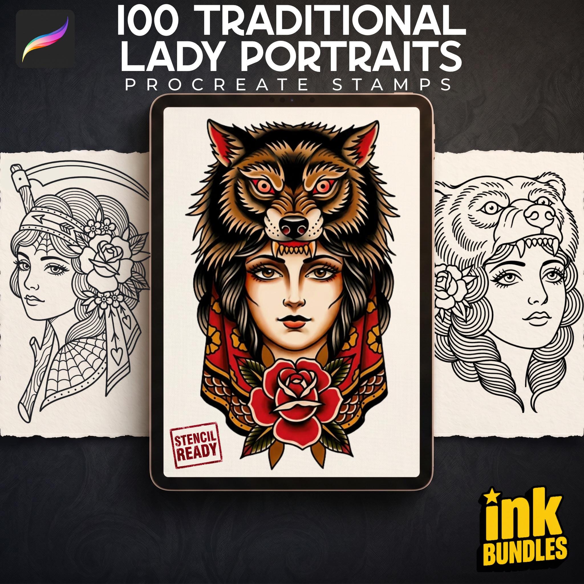 Procreate 100 Traditional Lady Portraits