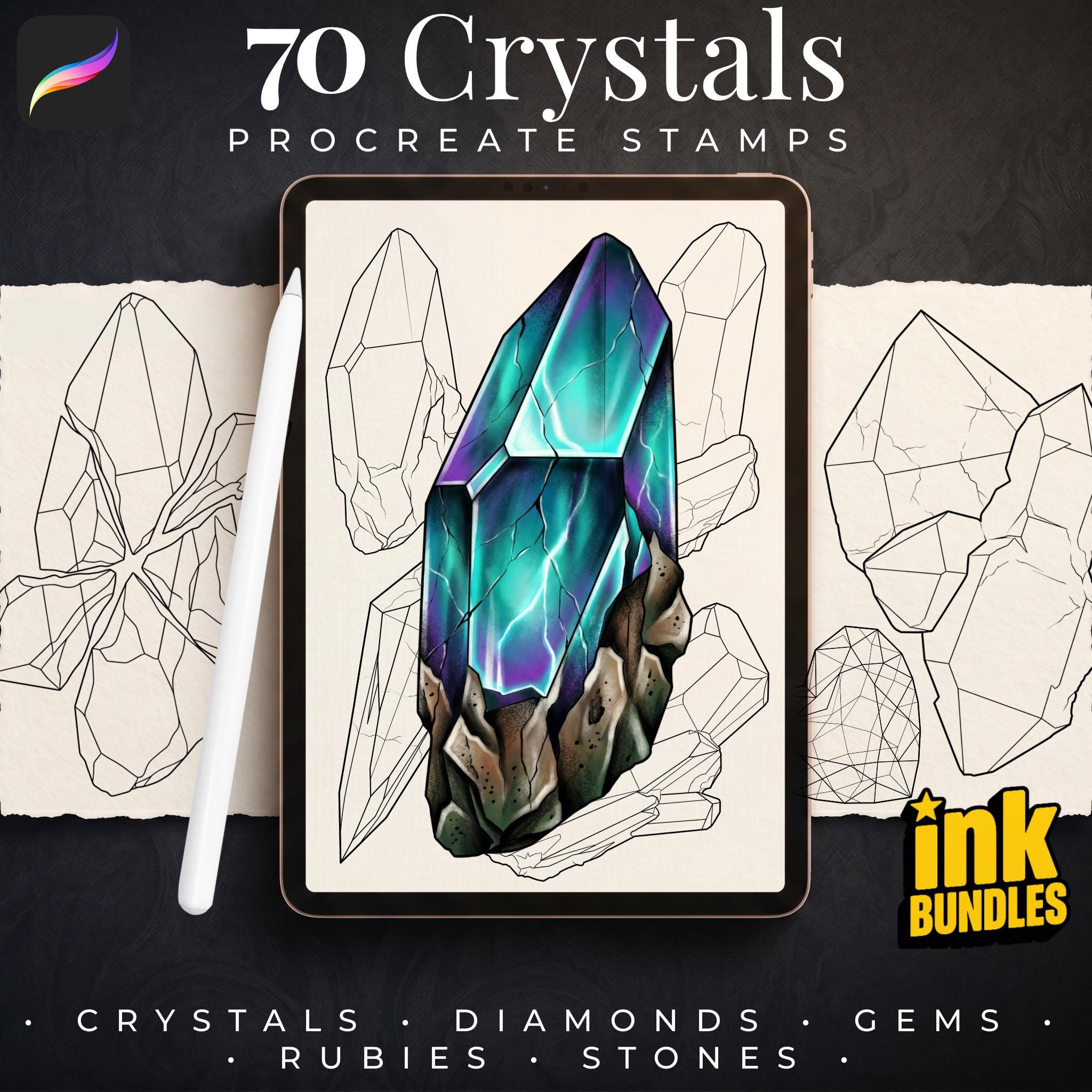Crystal Tattoo Stencil art – templates & Designs Procreate | Tattoo References