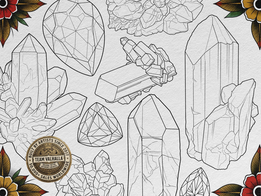 Crystal Tattoo Stencil art – templates & Designs Procreate | Tattoo References