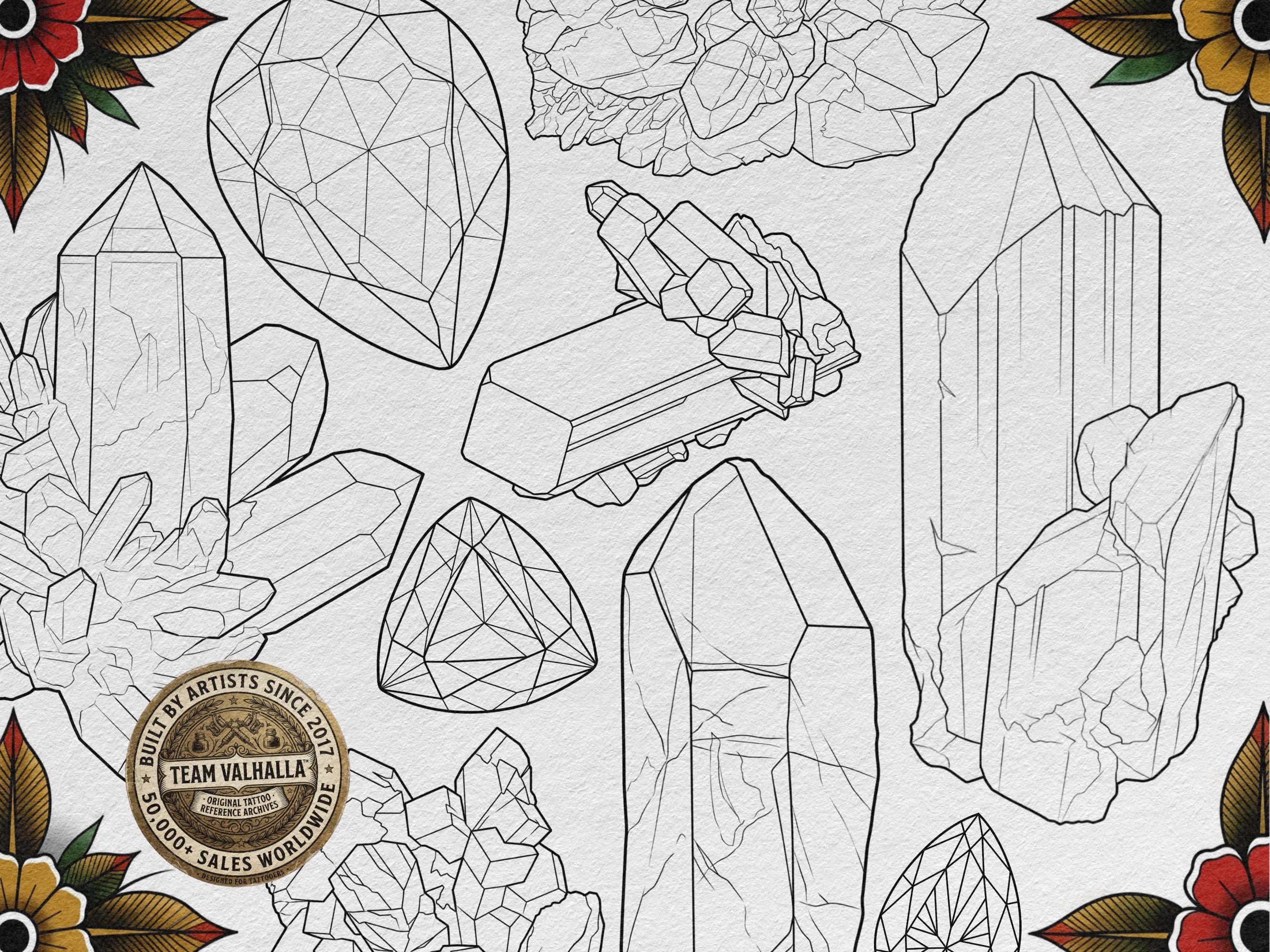 Crystal Tattoo Stencil art – templates & Designs Procreate | Tattoo References