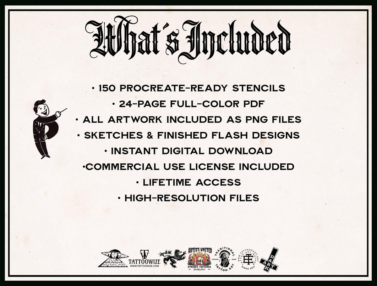 Tea Party Tattoo Stencils – Procreate Stamps