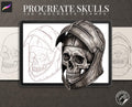 Procreate Skulls, Realistic skull references, stencil collection