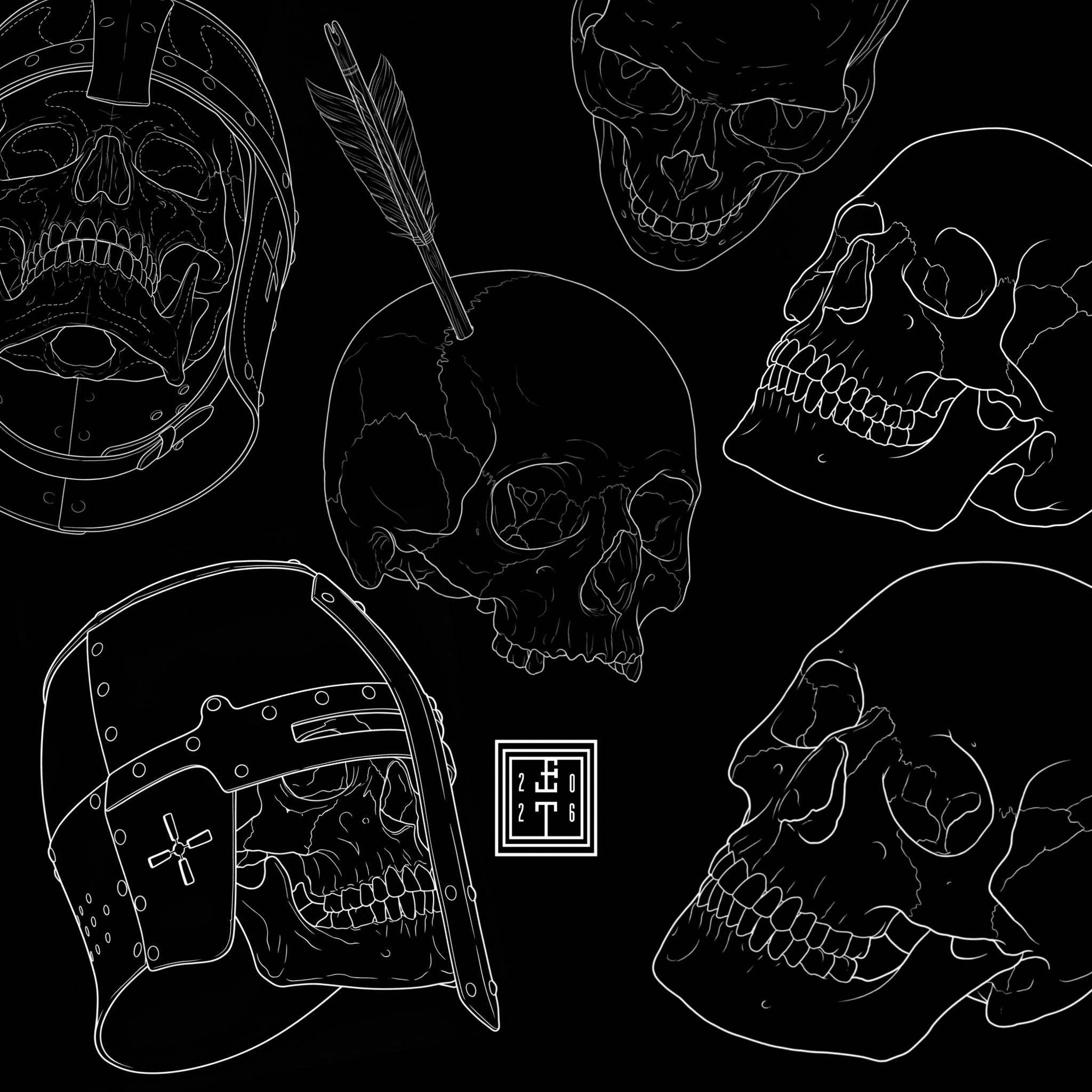 Procreate Skulls, Realistic skull references, stencil collection