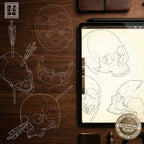 Procreate Skulls, Realistic skull references, stencil collection