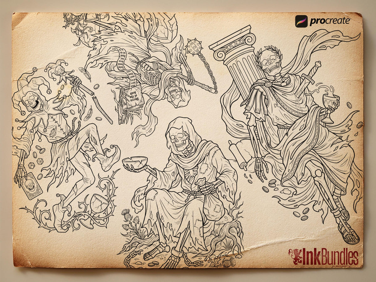 Arcanum Medieval Tattoo Stencils – Procreate Stamps – preview 6