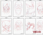 Tattoo Sketch Book PDF, High-Res Flash Art, Digital Tattoo eBook, Skull Sketchbook