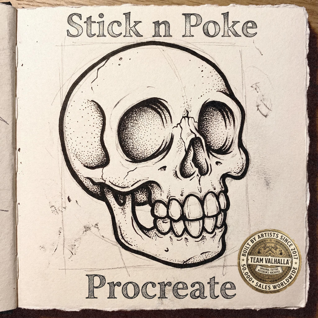 Procreate, stick n poke ~ 100% custom made brushes, designs, canvas & palettes