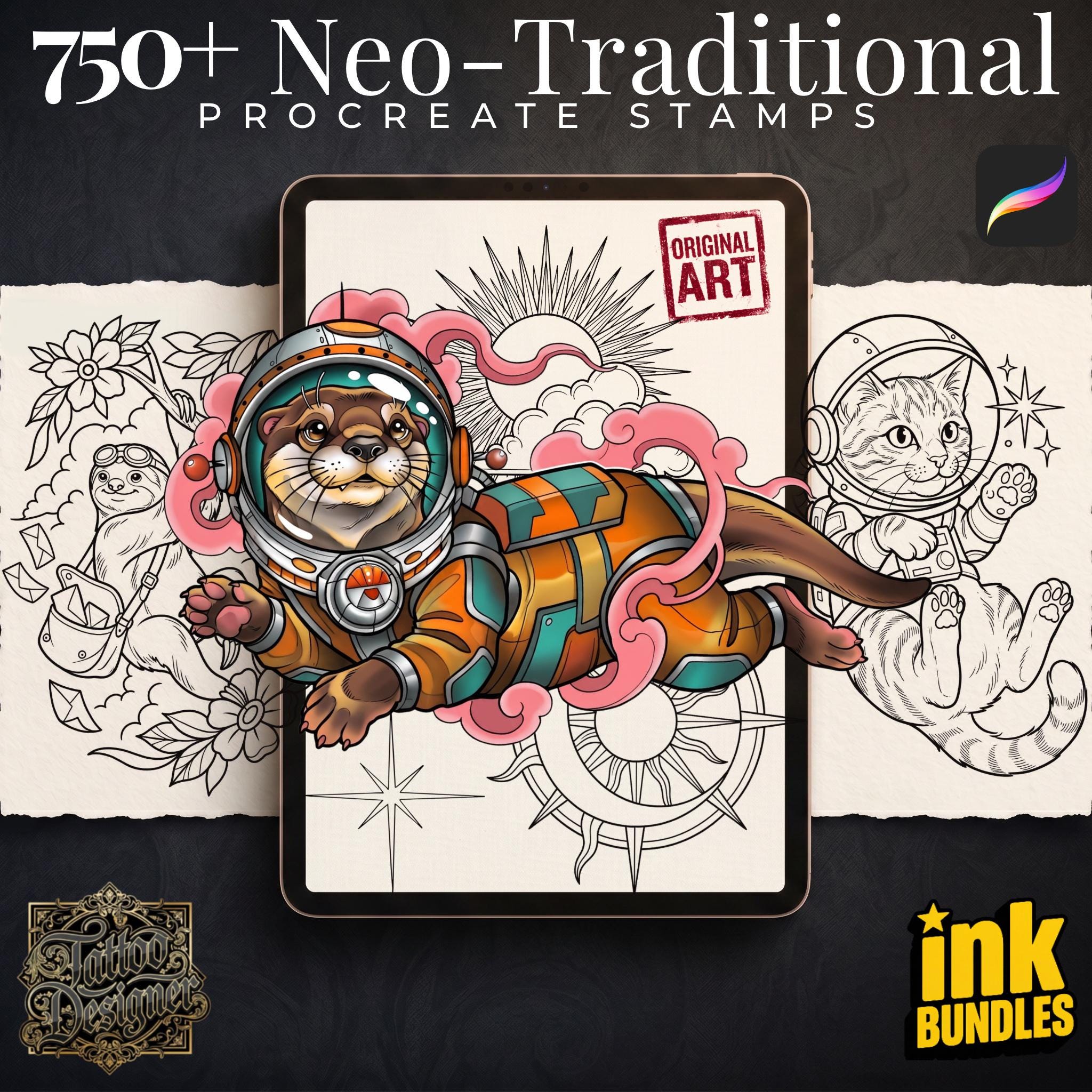 Neo-Traditional Tattoo stencil Library 2025