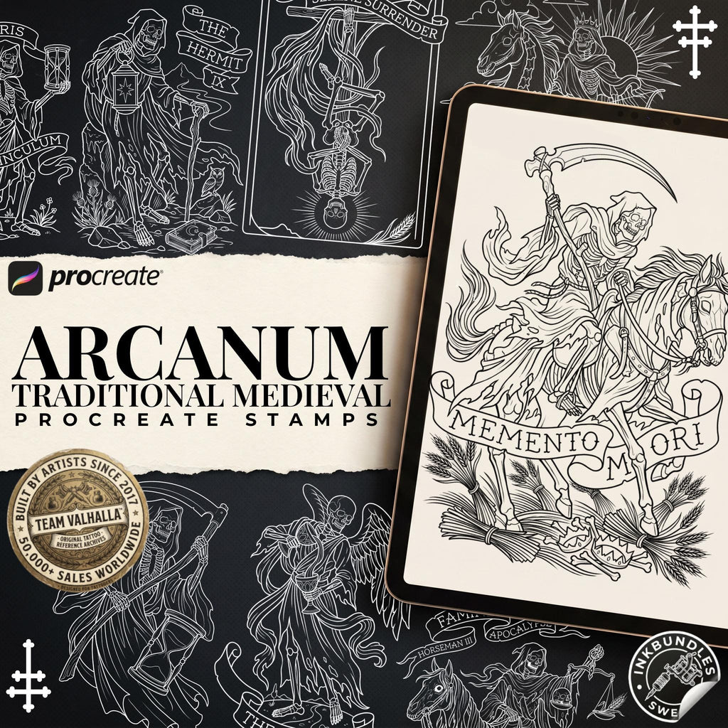 Arcanum, Medieval Traditional – Stencils & Flash Art Procreatee, PDF Tattoo References