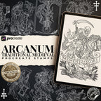 Arcanum, Medieval Traditional – Stencils & Flash Art Procreatee, PDF Tattoo References