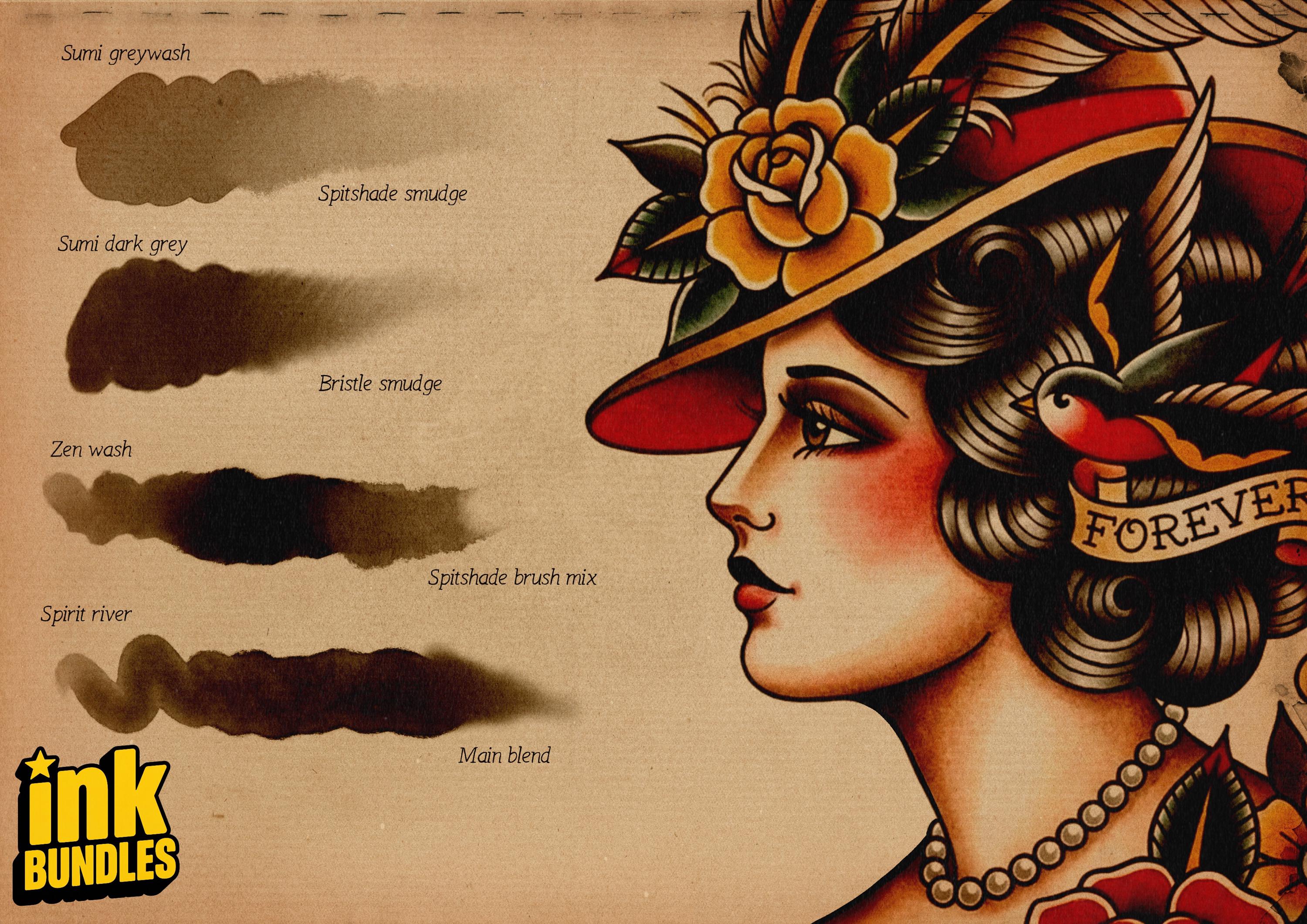 Procreate Watercolor Brush Set: Tattoo Flash Painter + Canvas Studio