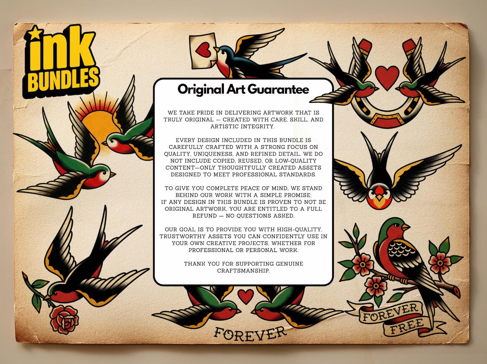 Traditional Swallows Tattoo Design kit - Procreate | 100+ Classic Swallow Tattoos, Old School Stencils
