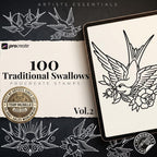 Traditional Swallows Tattoo Design kit - Procreate | 100+ Classic Swallow Tattoos, Old School Stencils