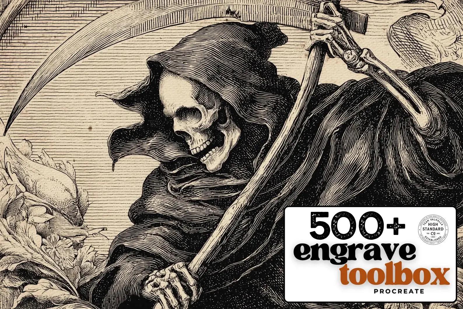 Procreate Engraving Toolbox Ultimate Brush Kit: 500+