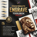 Procreate Engraving Brush Kit: 360+ Woodcut Texture Brushes & Canvas (Digital Download