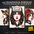 Procreate 100 Traditional Lady Portraits