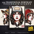 Procreate 100 Traditional Lady Portraits