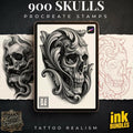 Realism Skull Project – 920+ Procreate Stamps