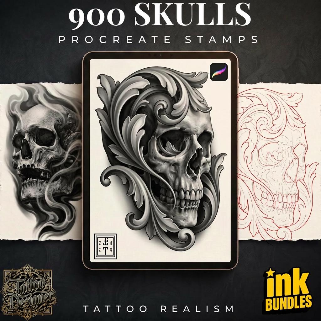 The skull project, 920 custom designs for Procreate
