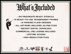 Neo-Traditional Frame Tattoo Stencils – Procreate Stamps – preview 2