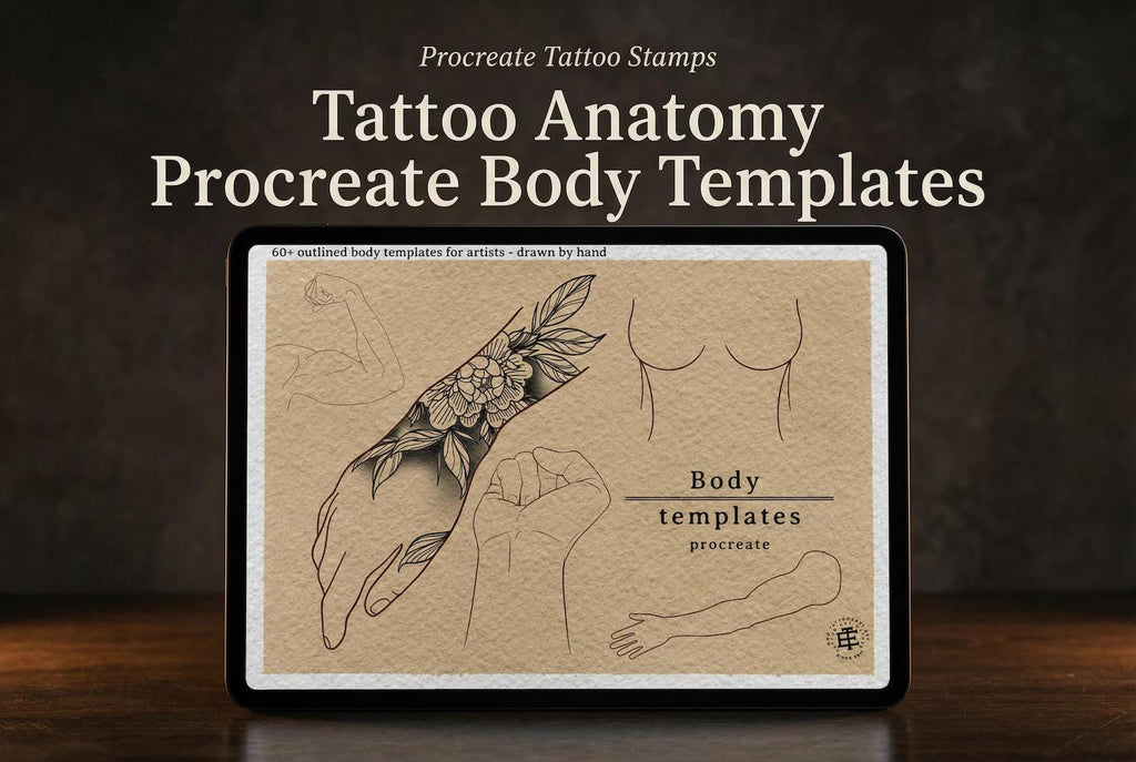 Procreate Tattoo Stamps: 145 Body Part Brushes for Tattoo Design