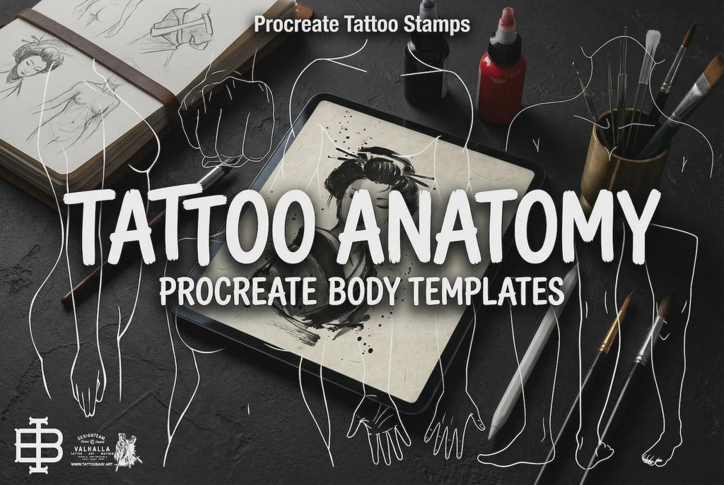Procreate Tattoo Stamps: 145 Body Part Brushes for Tattoo Design