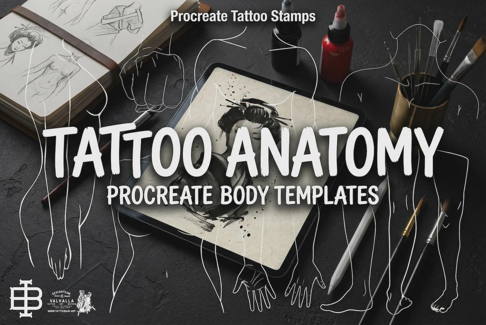 Procreate Tattoo Stamps: 145 Body Part Brushes for Tattoo Design